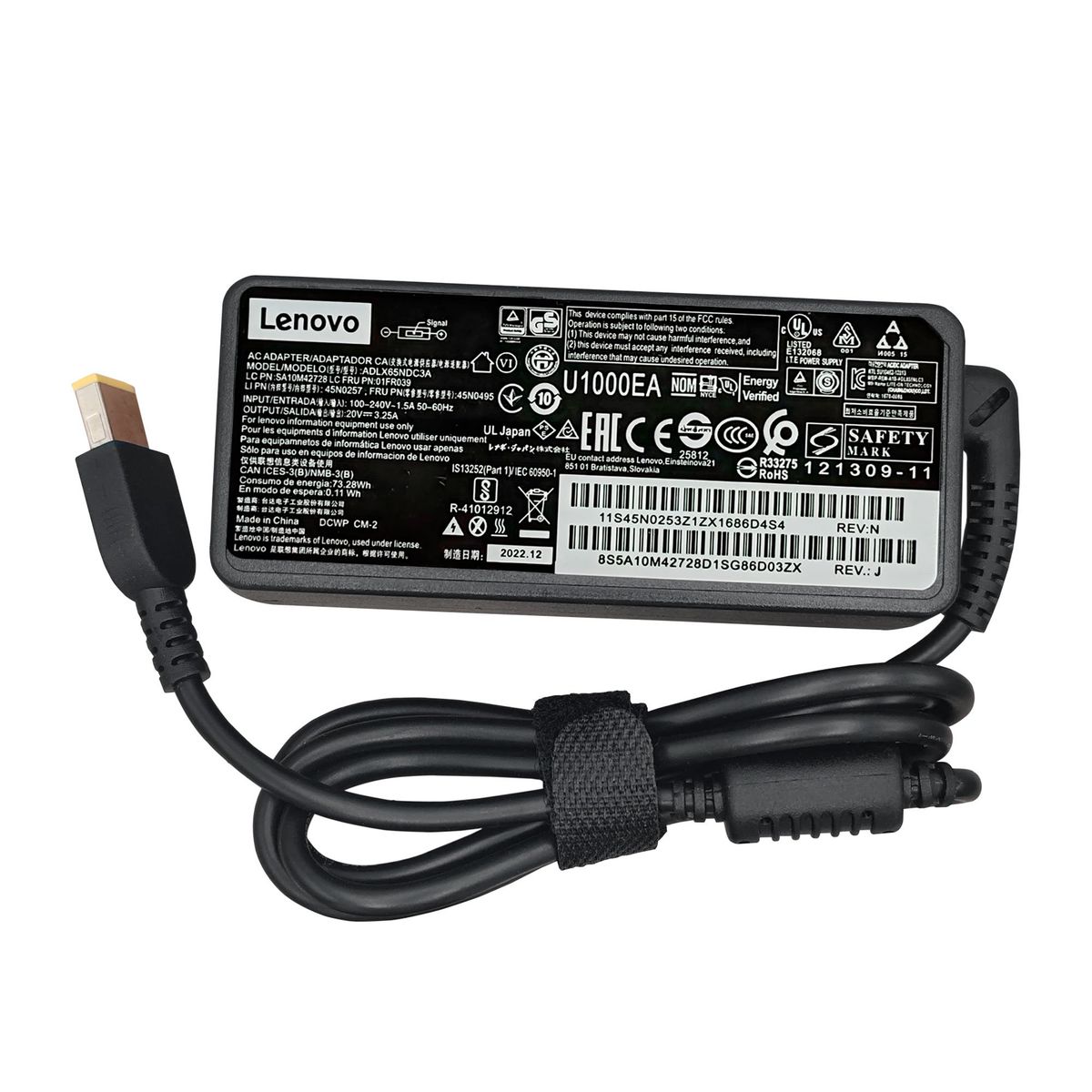 LENOVO - CARGADOR PARA LENOVO 20V 3.25A 65W, PUNTA USB AMARILLA P/N: ADLX65NDC3A