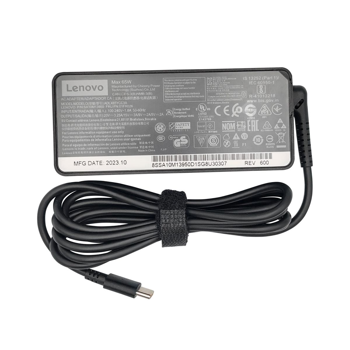 LENOVO - CARGADOR PARA LENOVO 20V 3.25A 65W, PUNTA USB-C, MODEL ADLX65YCC3A