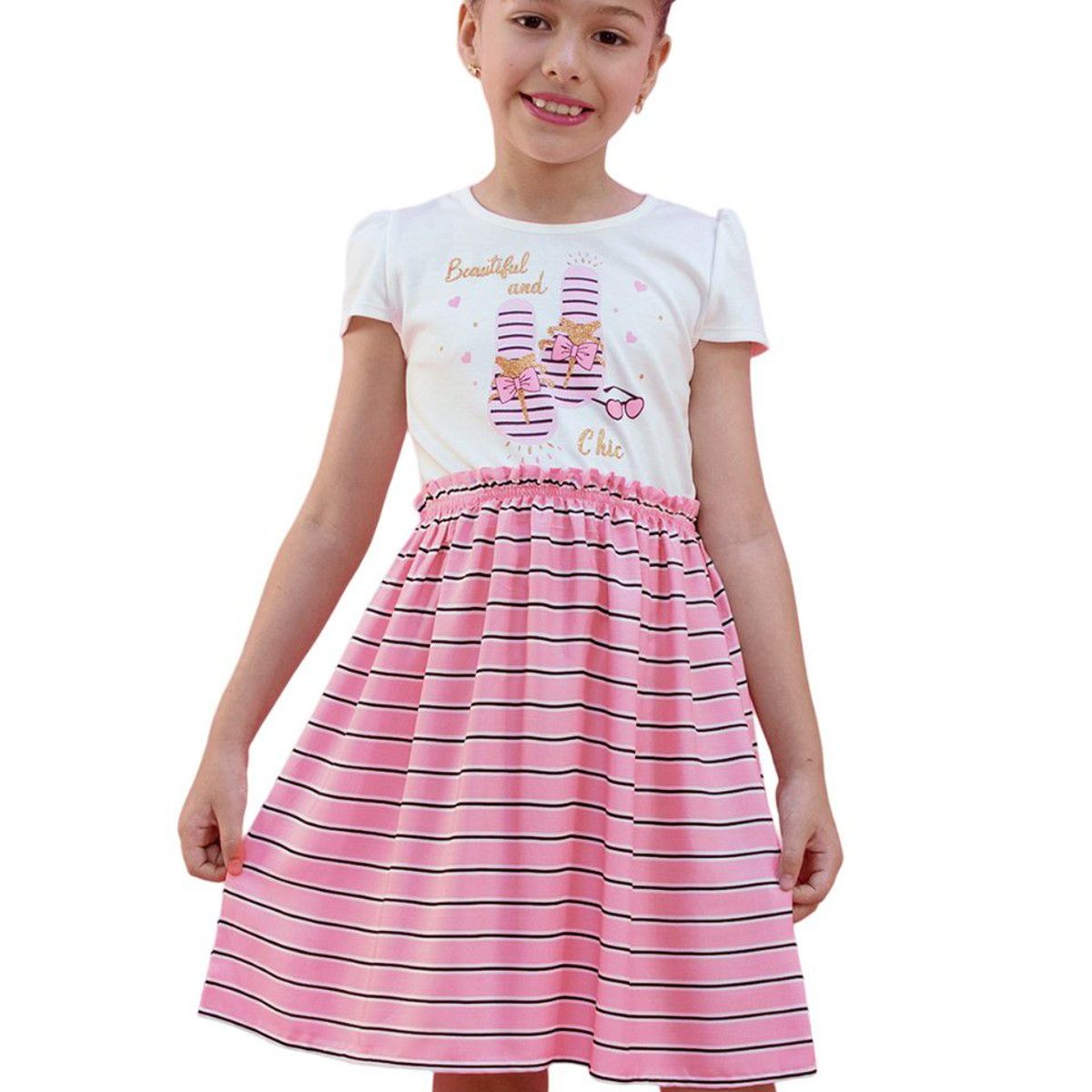 KIDS MASHMELO - Vestido de Niña con Estampado ‘Beautiful Chic’ Kids Mashmelo
