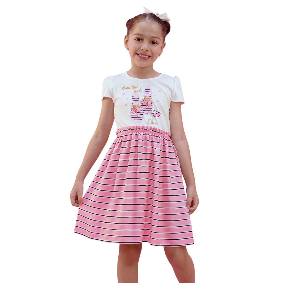 KIDS MASHMELO - Vestido de Niña con Estampado ‘Beautiful Chic’ Kids Mashmelo