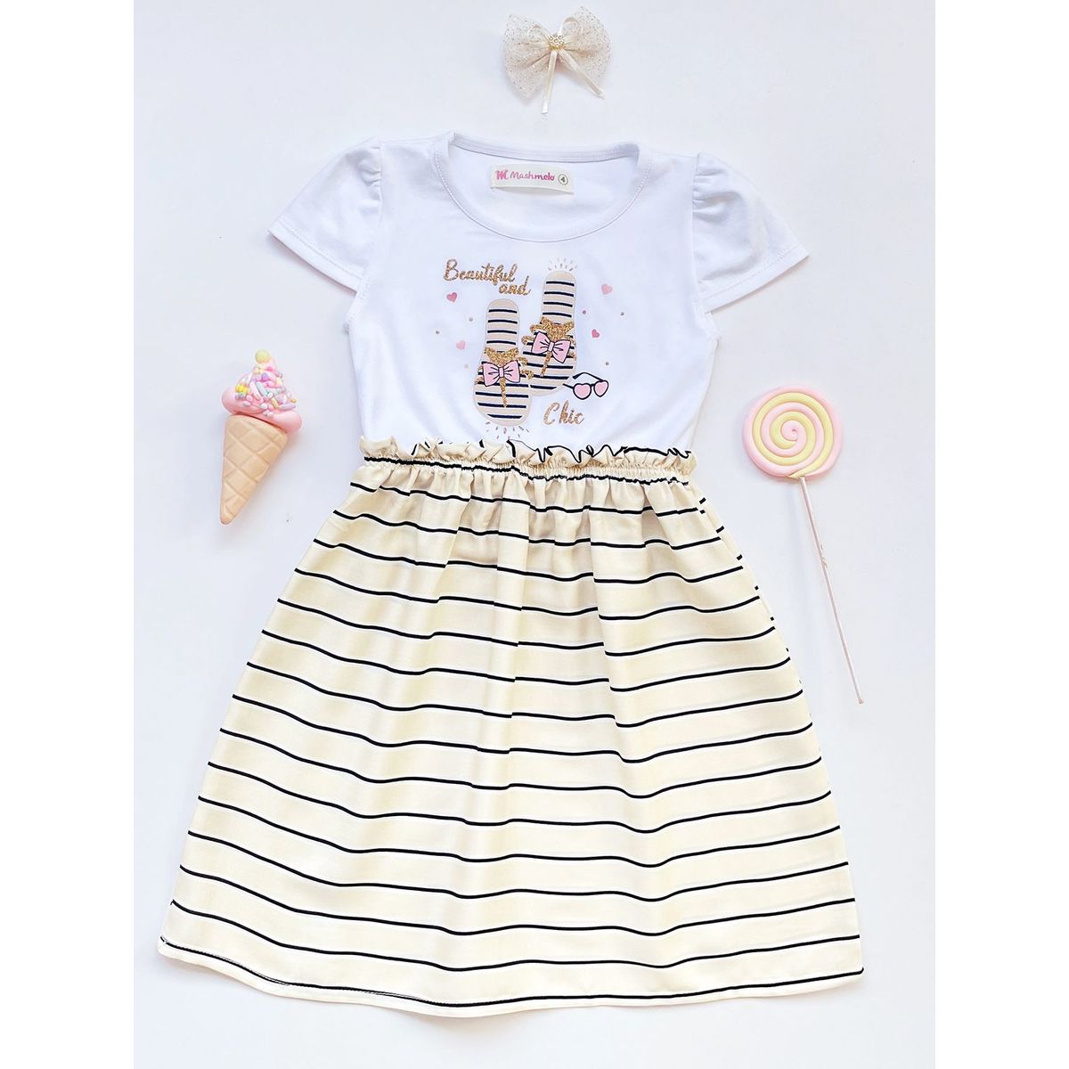 KIDS MASHMELO - Vestido de Niña con Estampado ‘Beautiful Chic’ Kids Mashmelo
