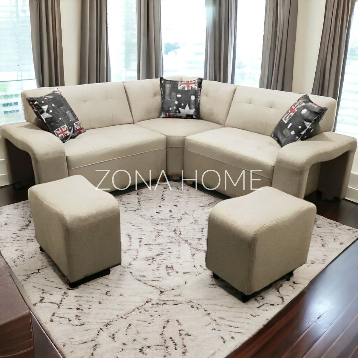 GENERICO - Sofá Seccional Los Ángeles 3 Cuerpos en L - Beige