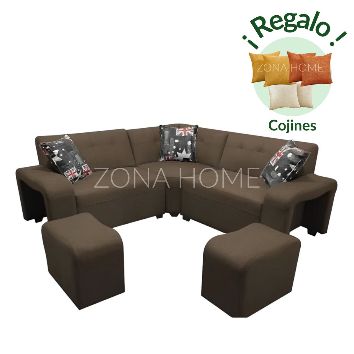 GENERICO - Sofá Seccional Los Ángeles 3 Cuerpos en L - Marrón