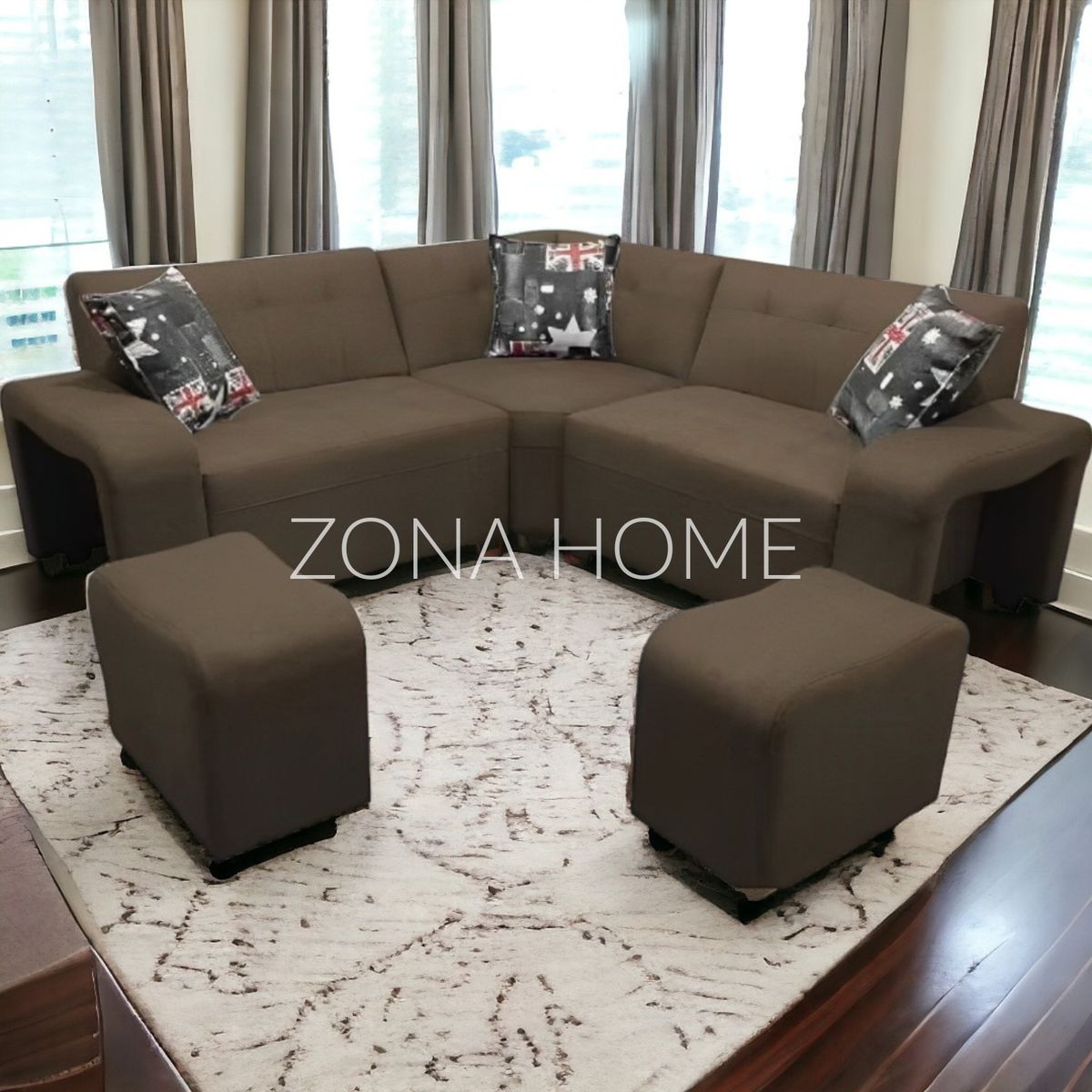 GENERICO - Sofá Seccional Los Ángeles 3 Cuerpos en L - Marrón