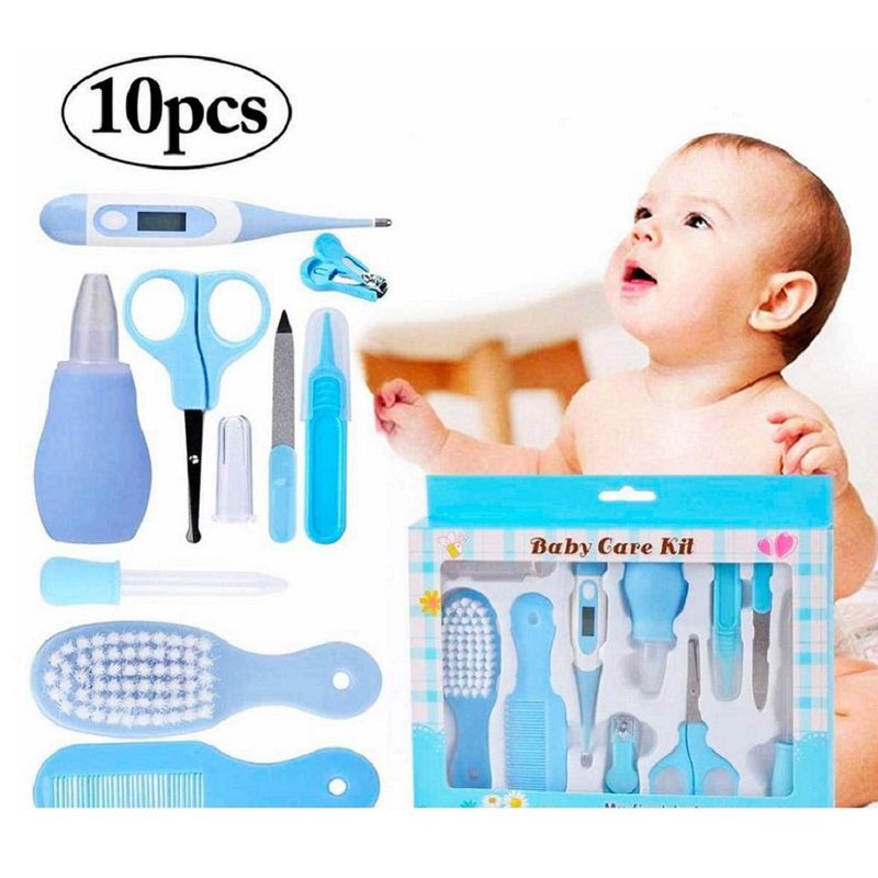 GENERICO - Set Baby  Higiene para Bebes Cortauñas 10 Piezas Celeste