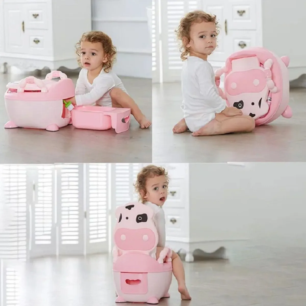 GENERICO - Bacín de entrenamiento para bebés y Niñas - Vaquita Rosado