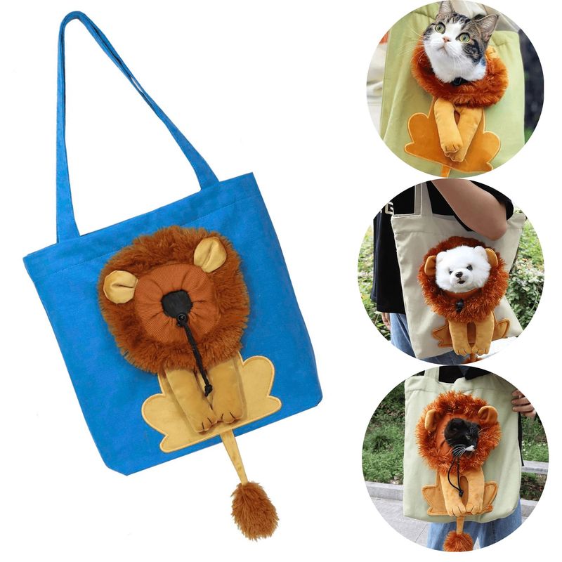 GENERICO - BOLSO TRANSPORTADOR DE MASCOTA CELESTE LEON-L