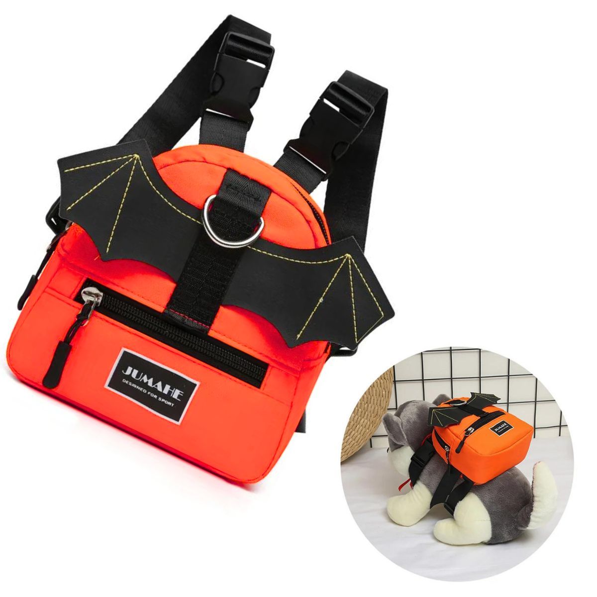 GENERICO - ARNES MOCHILA PARA MASCOTA ANARANJADO FOSFORECENTE