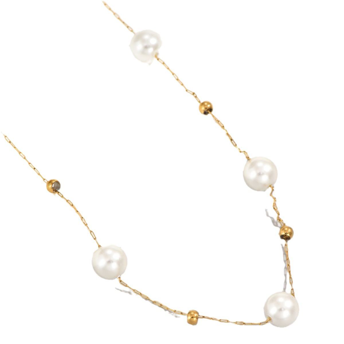 VATYERTY - Elegante Collar De Perlas De Imitación Barrocas Chapado En Oro 18 pcs