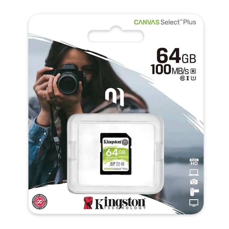 KINGSTON - MEMORIA KINGSTON SDHC 64GB 100MBS C10 UHS-I