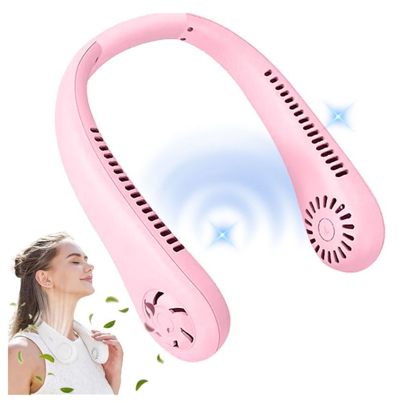 GENERICO - Ventilador de Cuello Recargable Portátil Ajustable USB Rosa