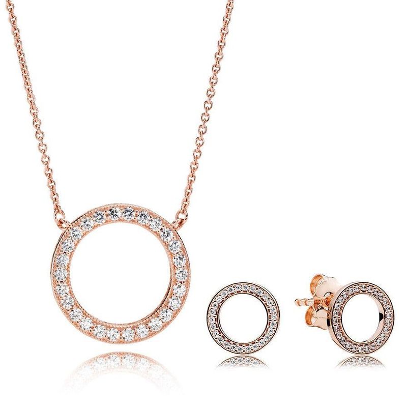 GENERICO - Pack de Joyas Circular Collar y Aretes Regalo Dia de la Madre Genieka_.