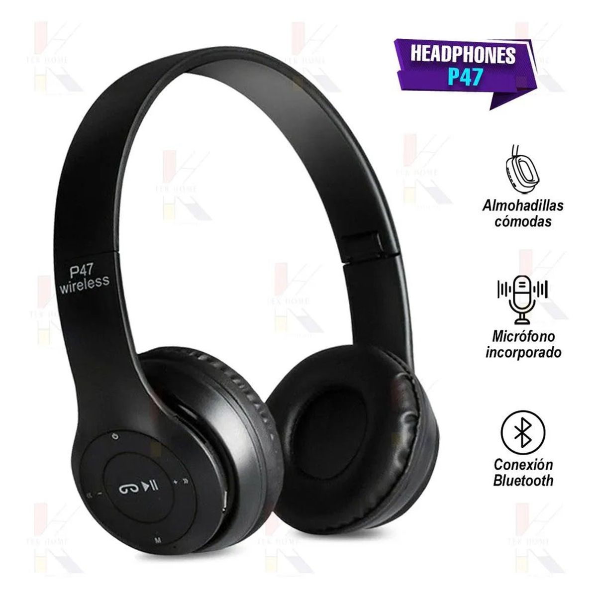 GENERICO - Audífonos Bluetooth Vincha P47 - Negro