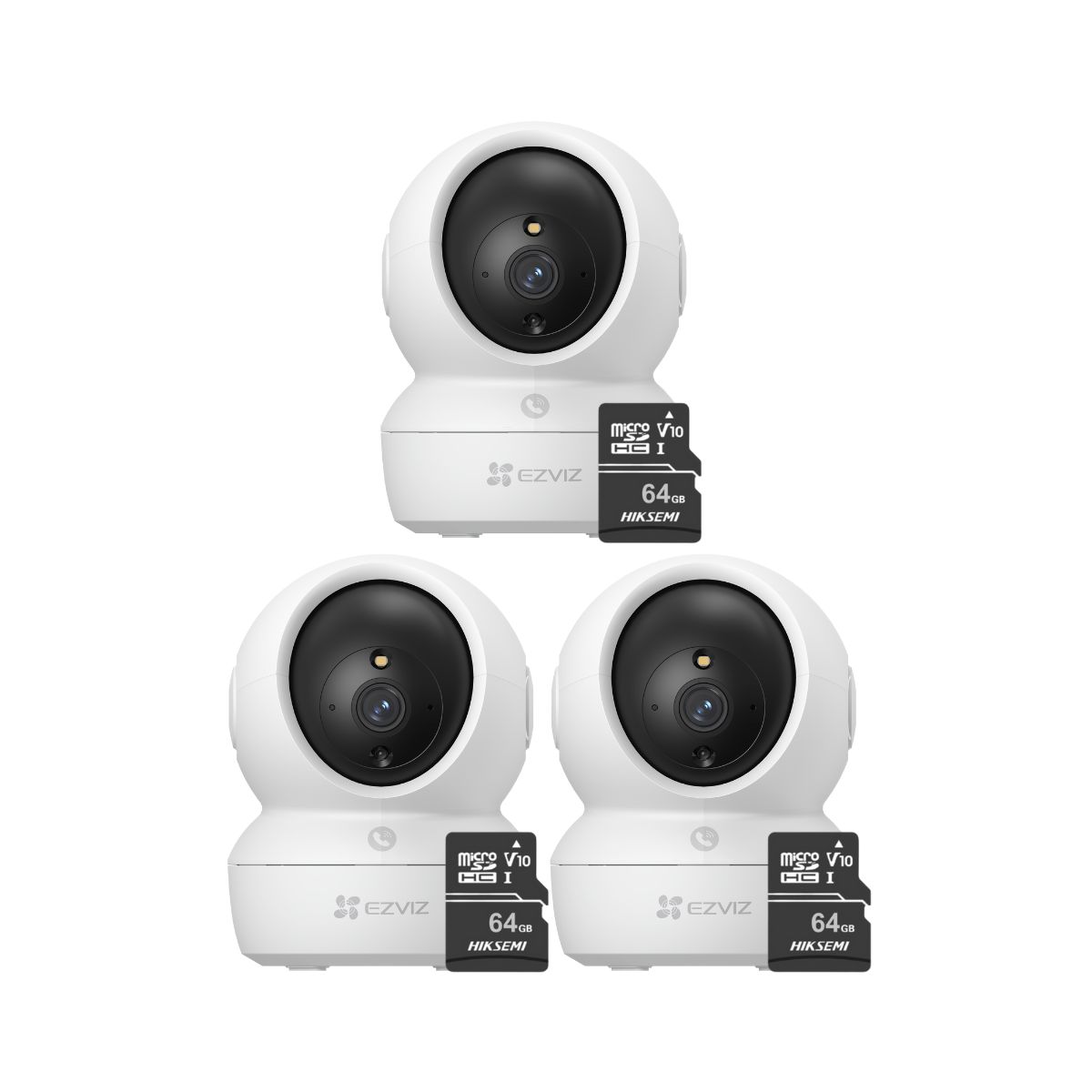 EZVIZ - Kit de 3 cámaras seguridad full hd para interiores H6C-Pro-2MP + 64SD Ezviz