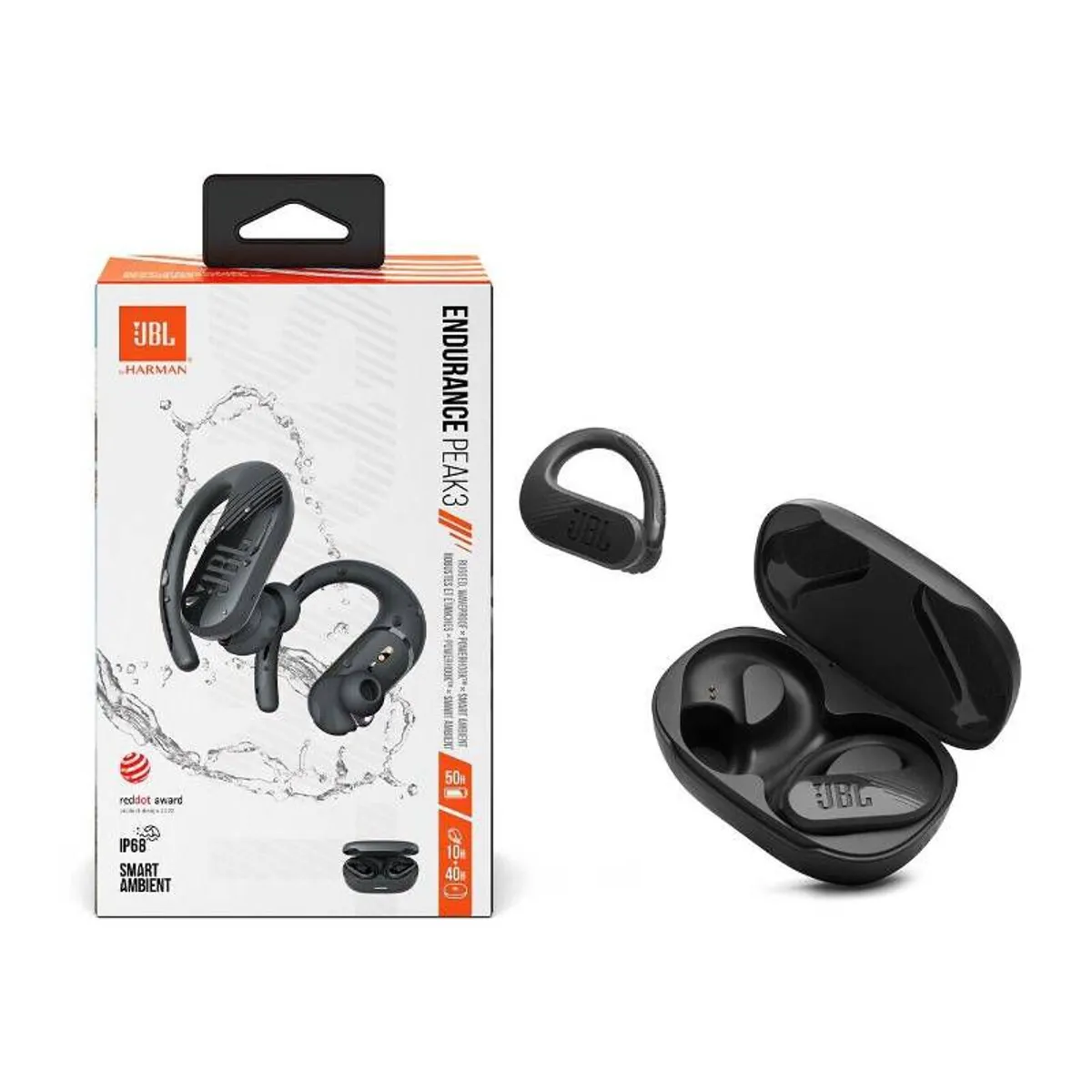 JBL - AUDÍFONO JBL ENDURANCE PEAK 3 WIRELESS 50HRS IP68 - NEGRO
