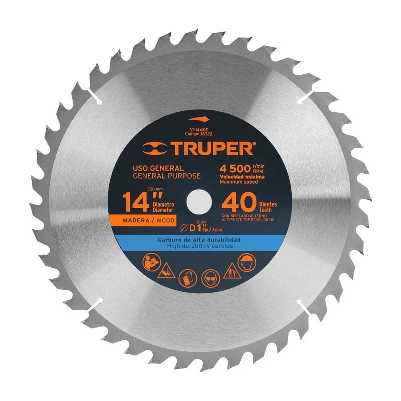 TRUPER - Disco para sierra de mesa 14" 40 dientes Truper