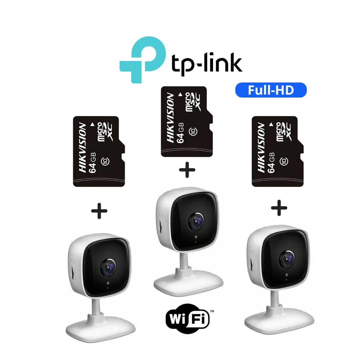 TP LINK - Pack de 3 und de càmara de seguridad TapoC100 con resoluciòn 2MP y SD64GB TpLink