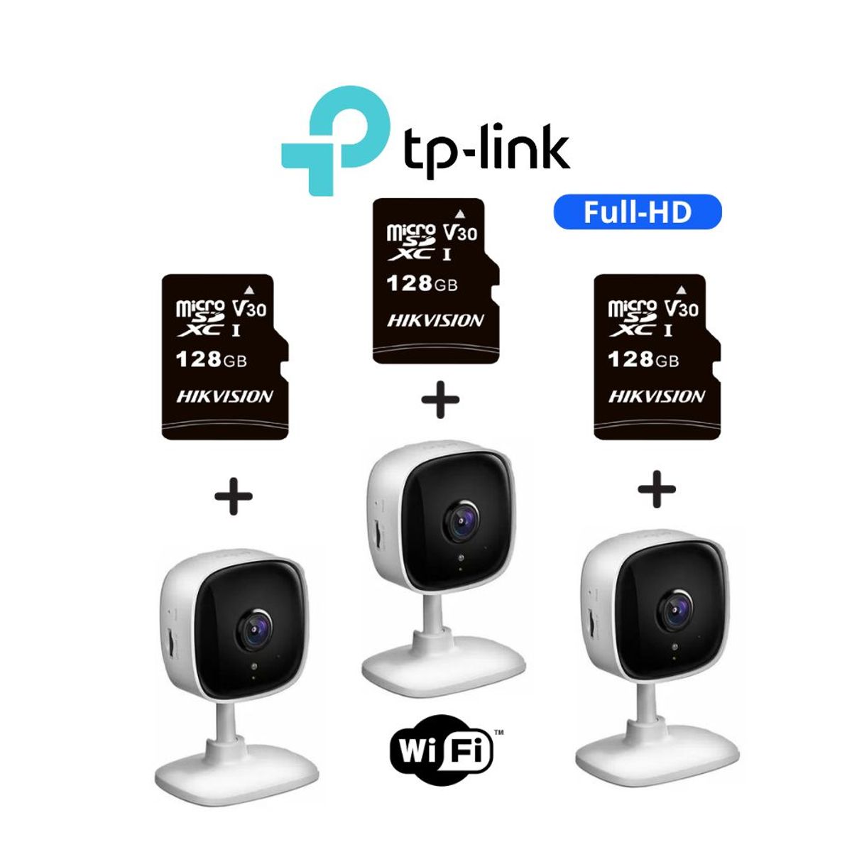 TP LINK - Pack de 3 und de càmara de seguridad TapoC100 con resoluciòn 2MP+ SD128GB TpLink