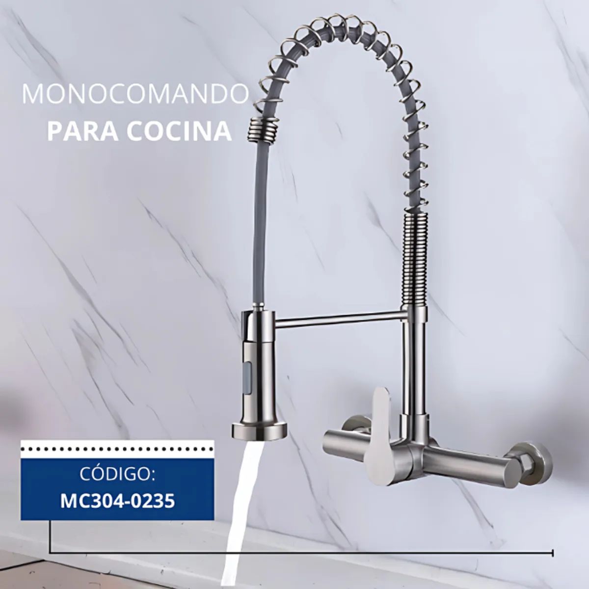 XM - MEZCLADORA MONOCOMANDO DE COCINA ACERO PARED  MC304-277