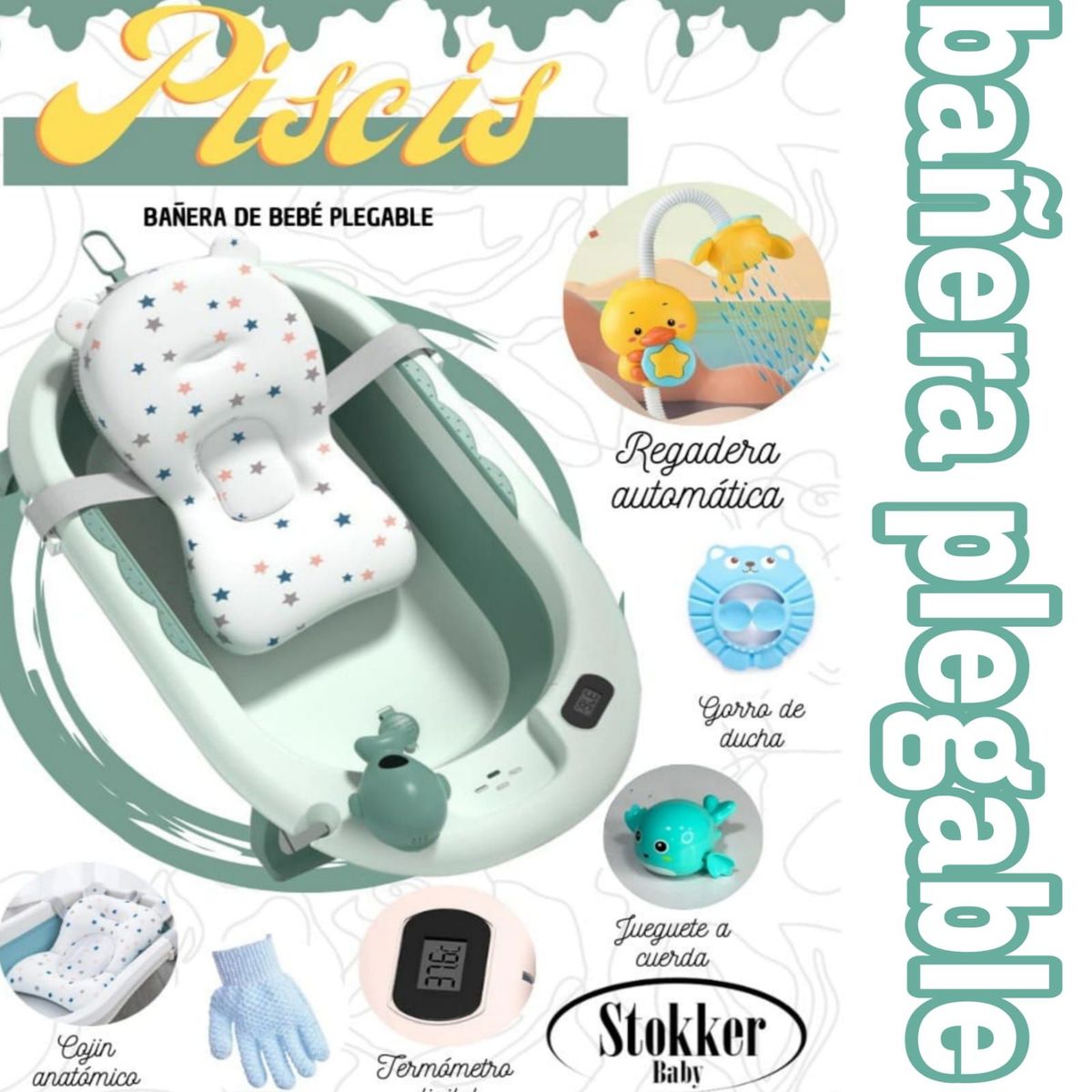 STOKKER BABY - BAÑERA PLEGABLE  PISCIS VERDE JADE