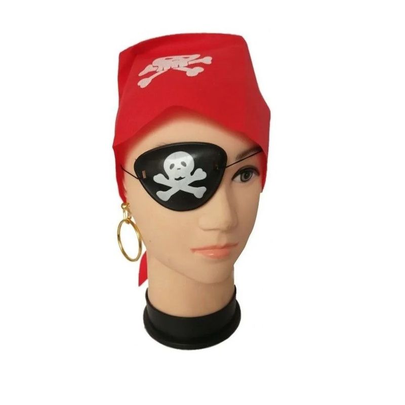 GENERICO - Set x 3 accesorios rojos pirata disfraz Halloween
