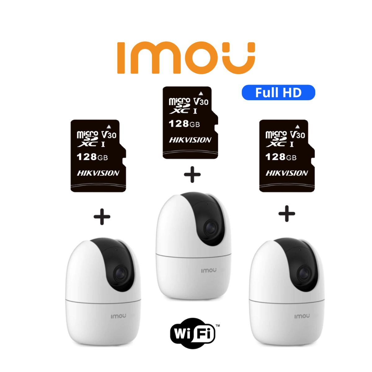 IMOU - Pack de 3 und de càmaras de seguridad IPC-A22 con resoluciòn 2MP + SD128GB-Imou