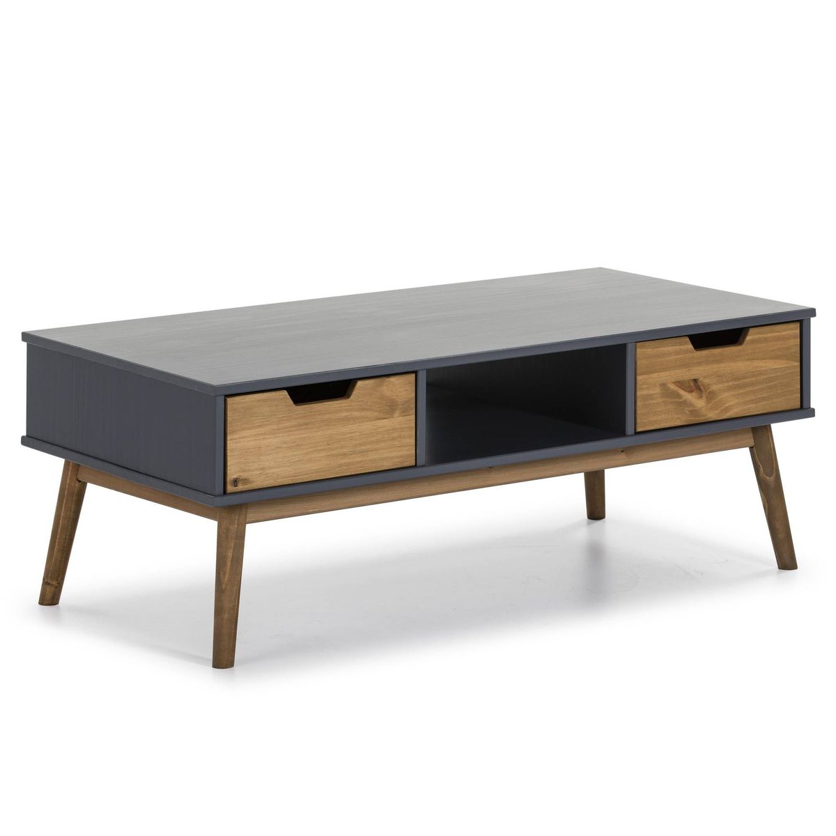 TU MESITA - Mesa de Centro 2 cajones Vainilla color GrisDuna TU MESITA