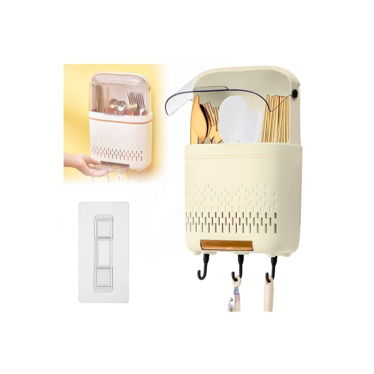 Organizador Colgante Porta Cubiertos Cuchillos con Escurridor para Cocina, marca GENERICO - Foto Principal