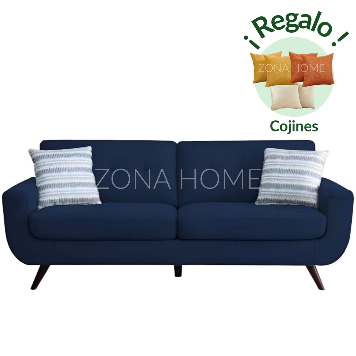 GENERICO - Sofá 3 Cuerpos San Marcos - Azul + Cojines de Regalo