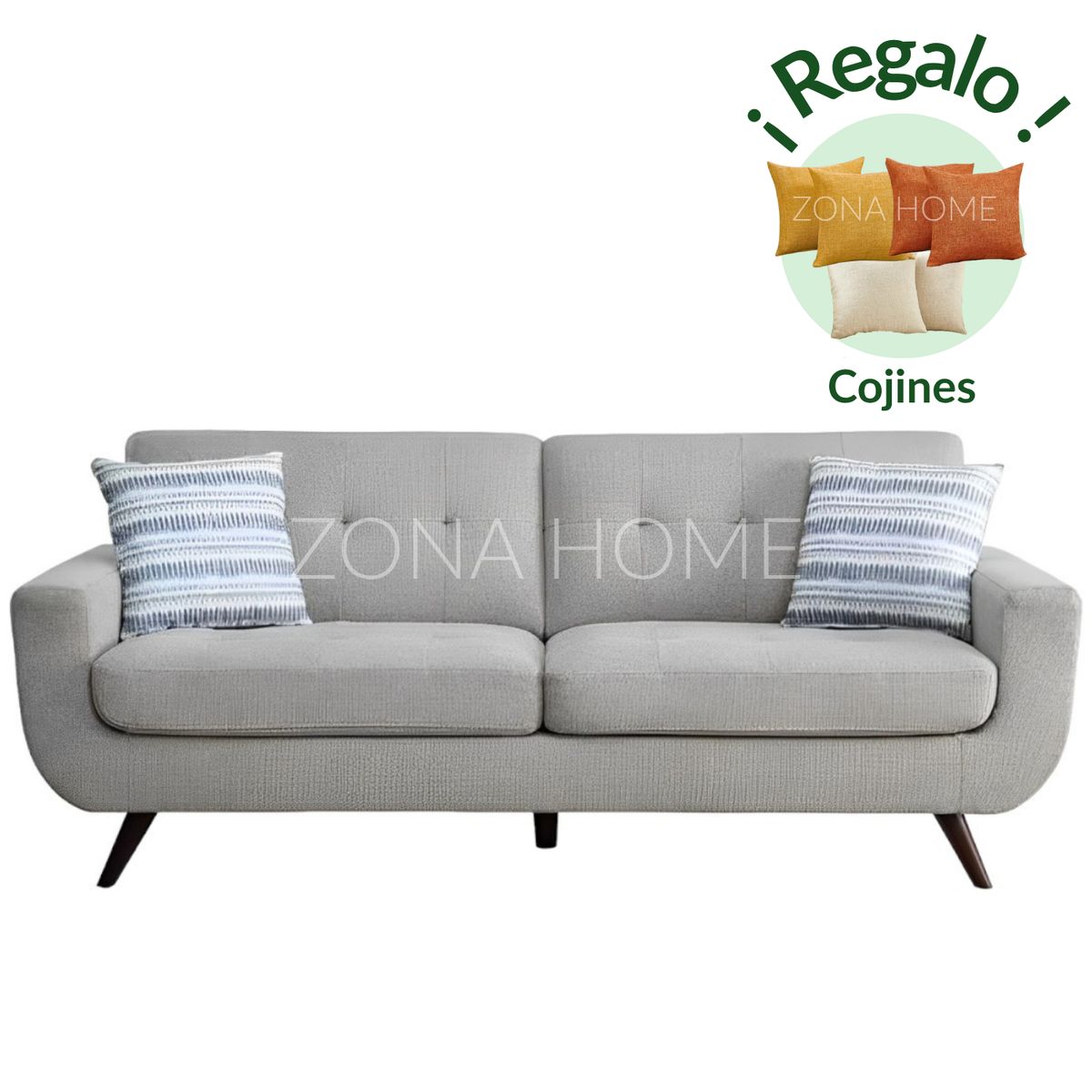 GENERICO - Sofá 3 Cuerpos San Marcos - Gris Claro + Cojines de Regalo