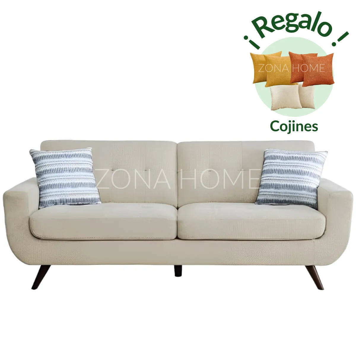 GENERICO - Sofá 3 Cuerpos San Marcos - Beige + Cojines de Regalo