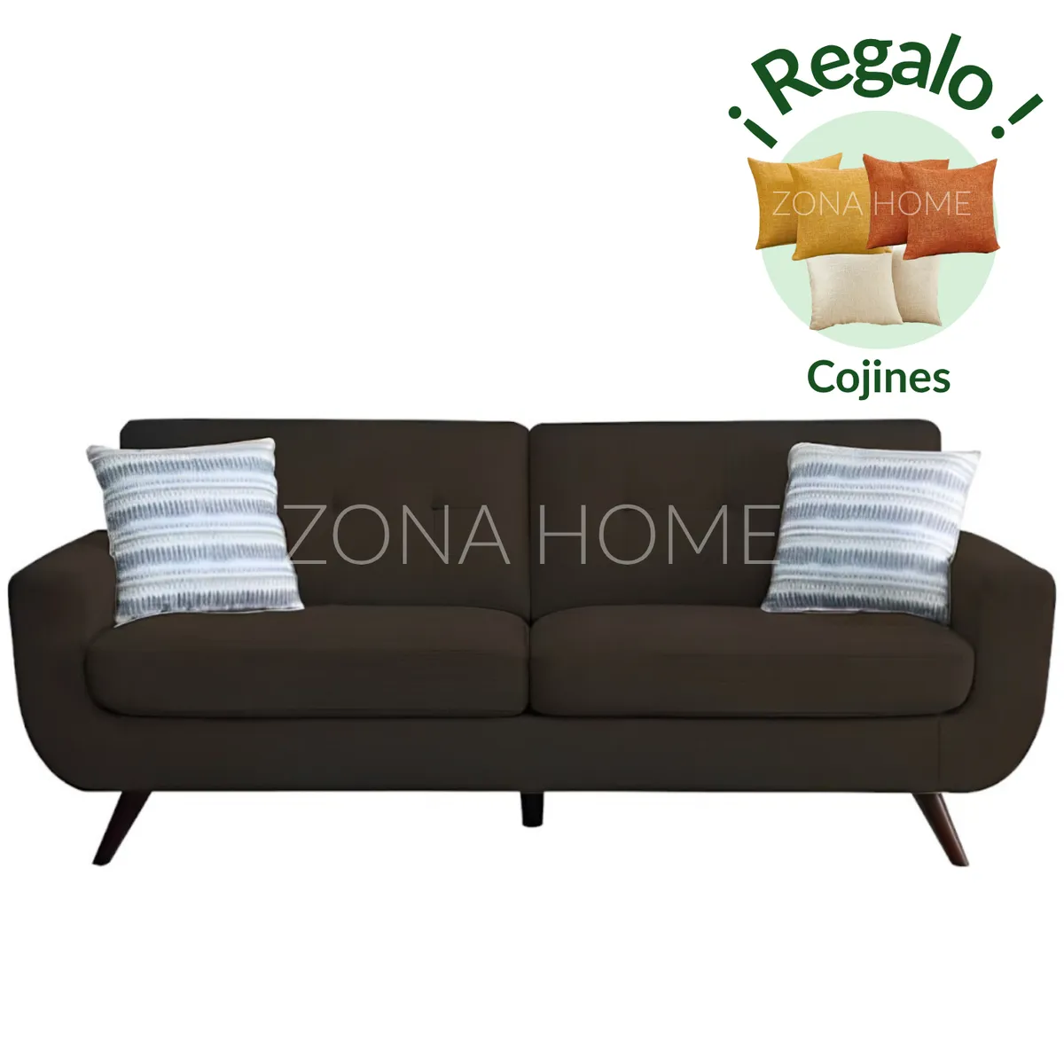 GENERICO - Sofá 3 Cuerpos San Marcos - Marrón + Cojines de Regalo