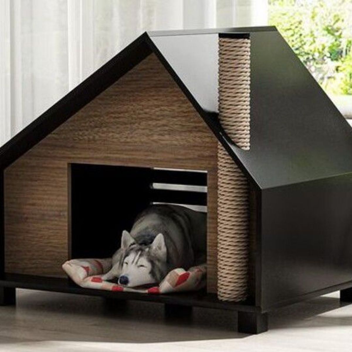 GENERICO - Casa Para Perros  Dog House Furniture Elegant - S Triangular Con Poste Para Rascar