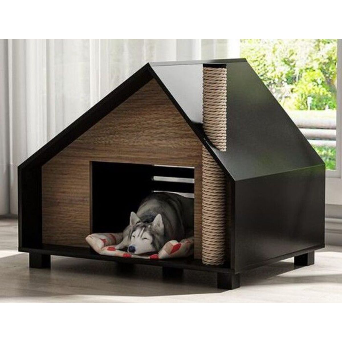 GENERICO - Casa Para Perros  Dog House Furniture Elegant - S Triangular Con Poste Para Rascar