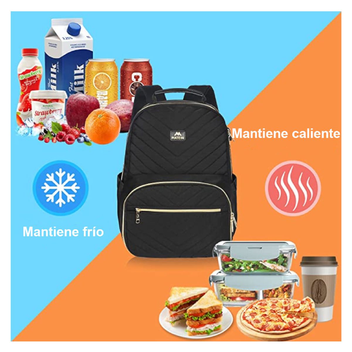MATEIN - Mochila Portalaptop Urbana MATEIN 1341 Con Bolsillo Térmico (Lonchera)