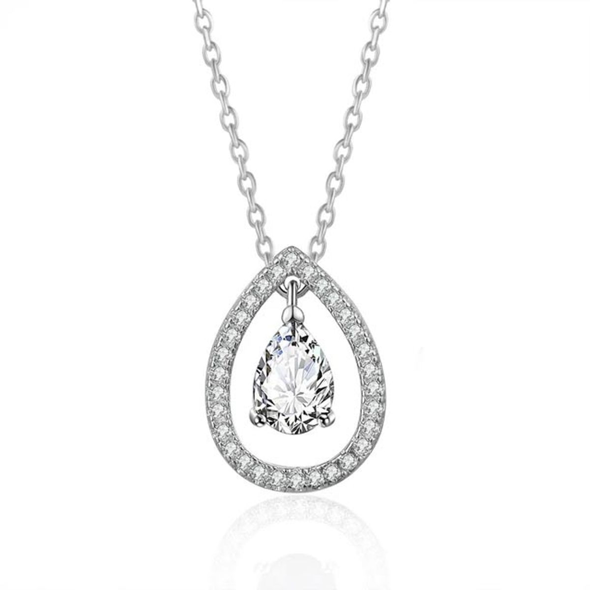 LA TIENDA 88 JOYAS Y ACCESORIOS - La Tienda 88 - Collar Mujer Gota de Cristal Bañado Oro de 18k - Blanco