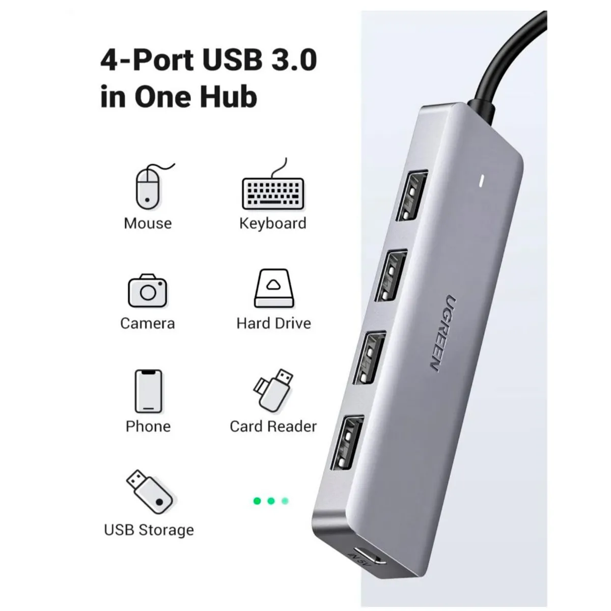 UGREEN - Adaptador Ugreen Convertidor Hub USB-C 4 Puertos USB-A 3.0 CM219