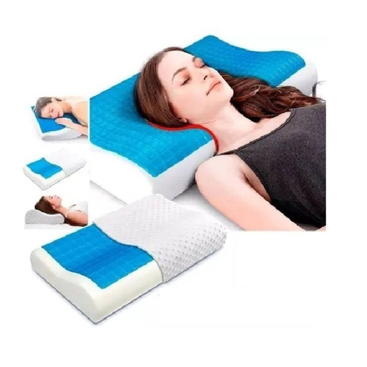 GOLDSUN - Almohada viscoelástica cervical gel con funda Grande.