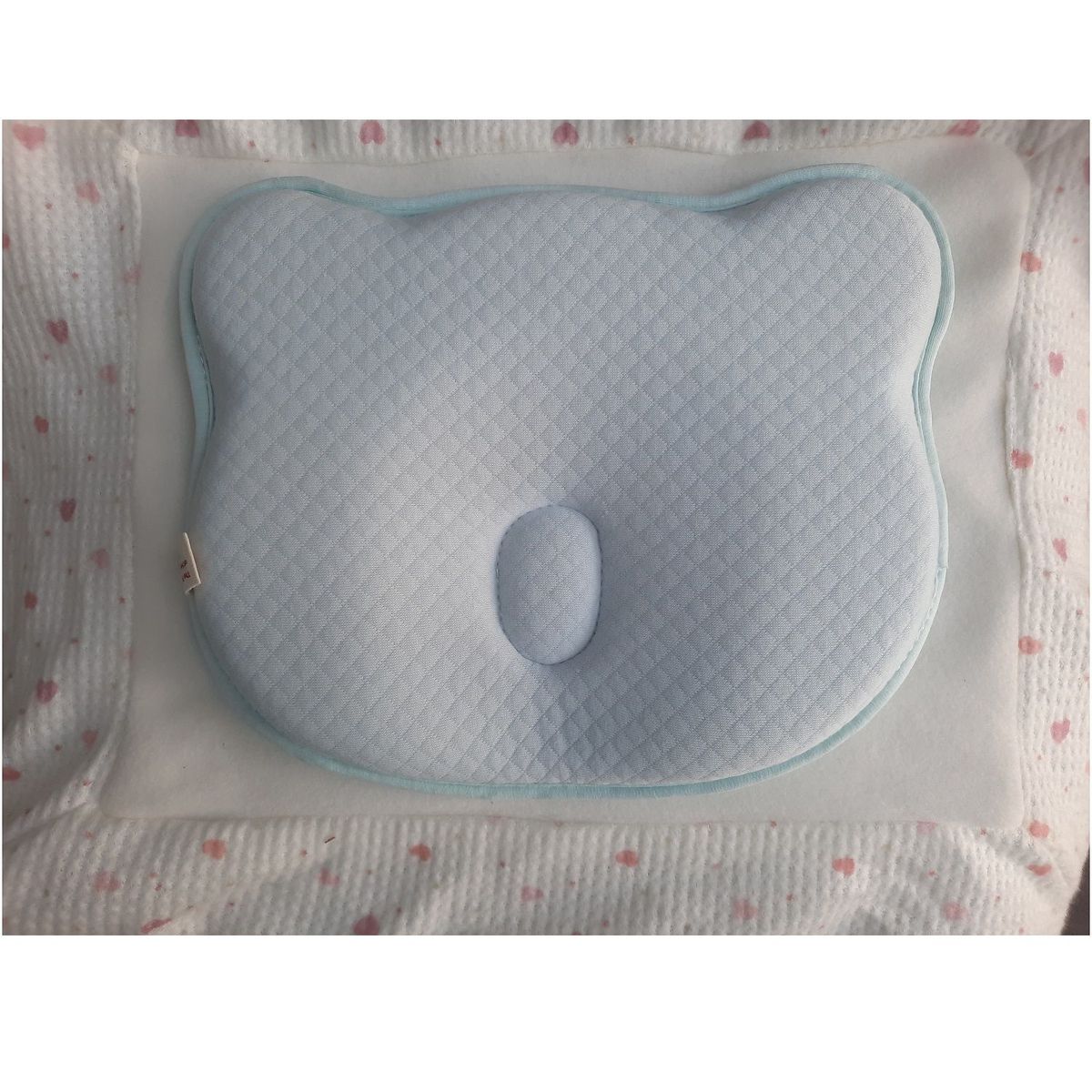 GENERICO - Almohada algodon viscoelastica antialérgica bebe celeste.