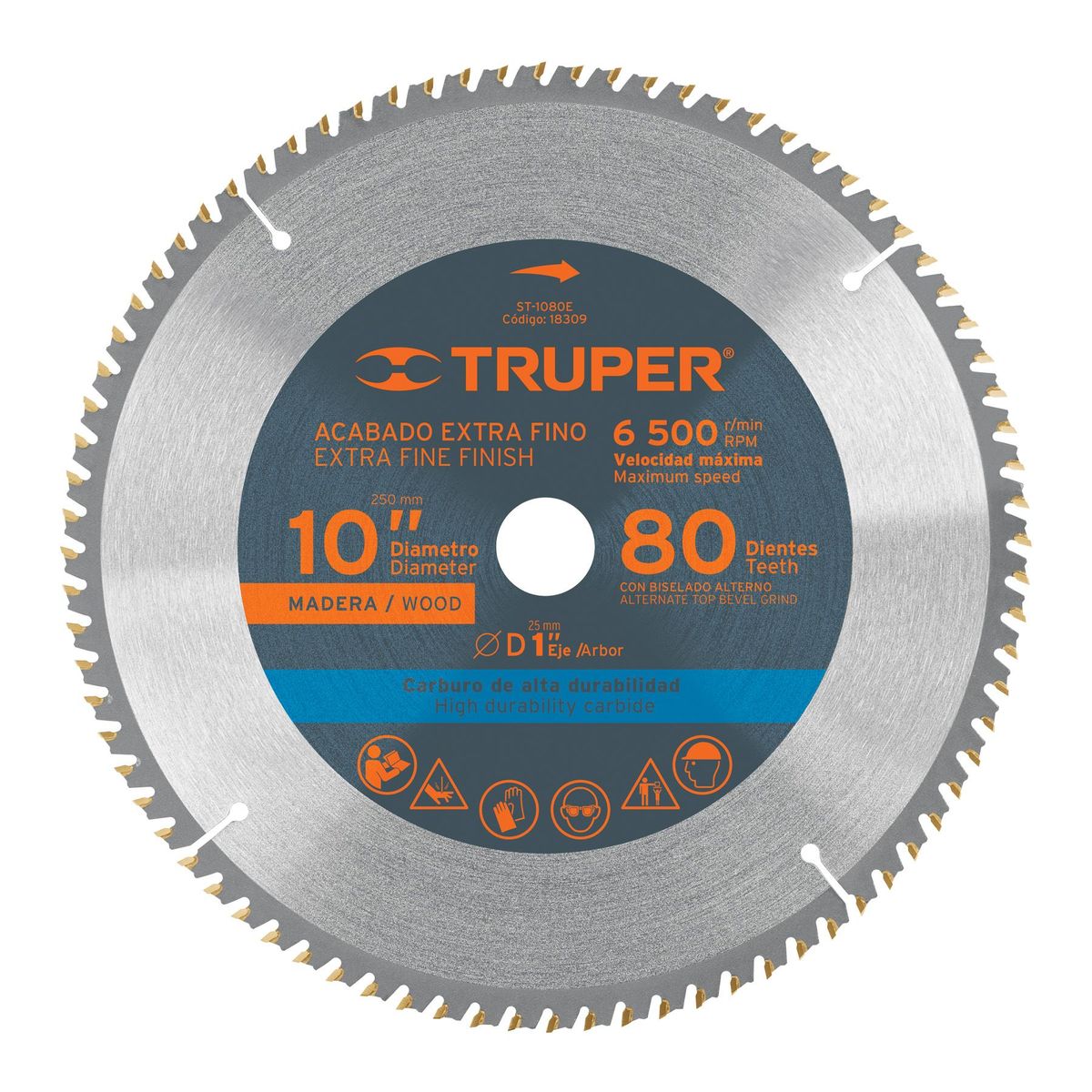 TRUPER - Disco para sierra ingleteadora 10" 80 dientes eje de 1" Truper