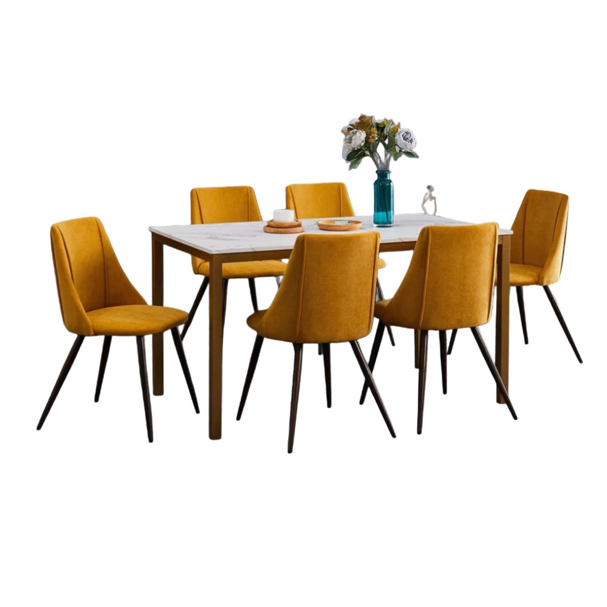 CENTRAL DECCO - COMEDOR 6 SILLAS AMBERE AMARILLO