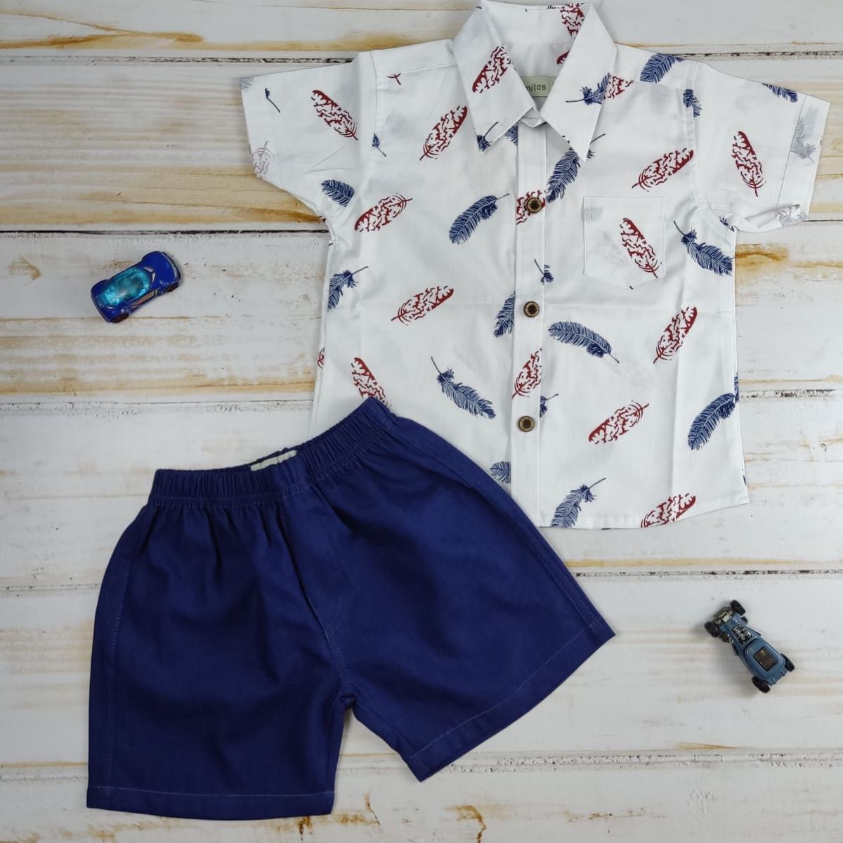 BANNITAS - Conjunto Andre Camisa pluma y short Azul