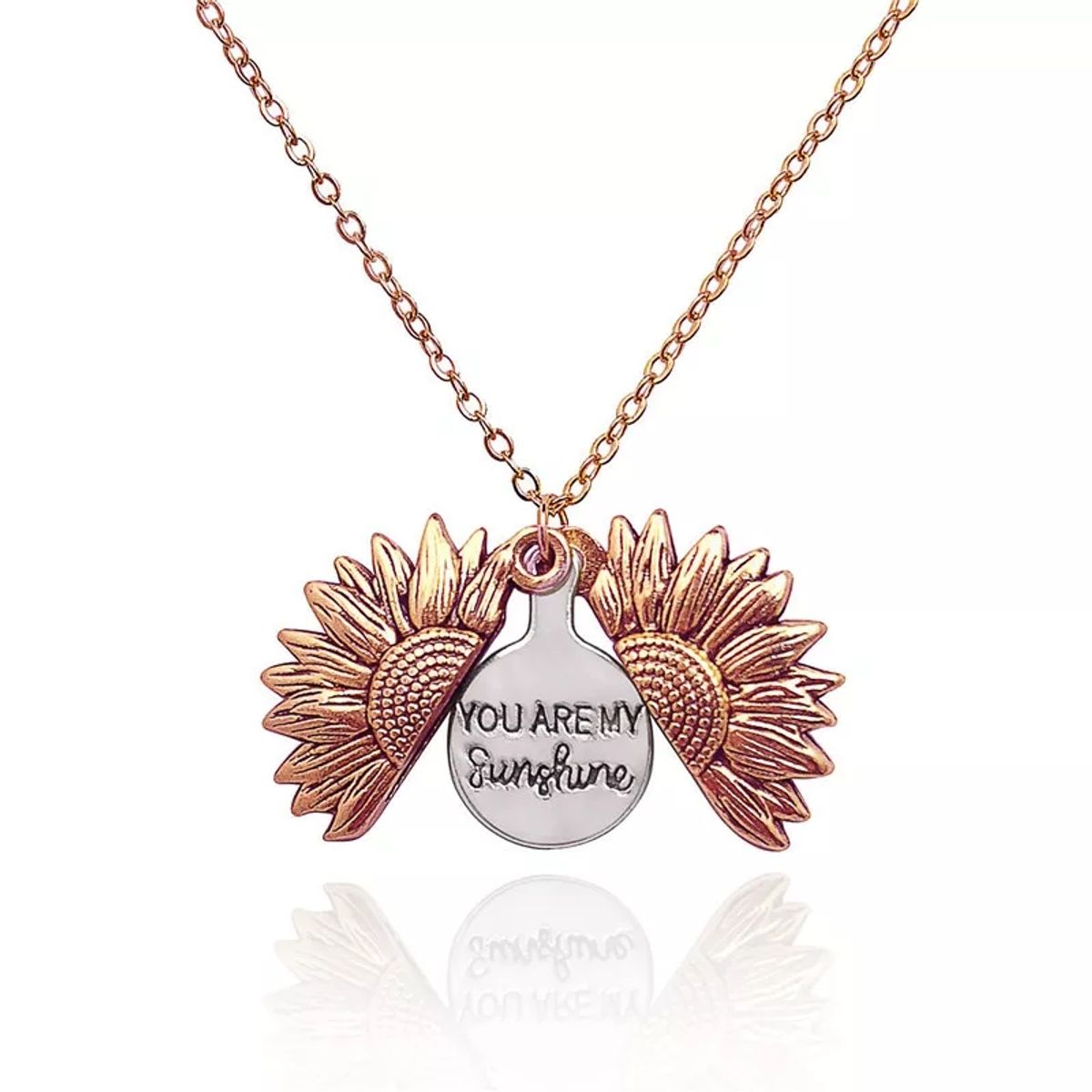 GENERICO - Collar de girasol oro rosa you are my sunshine