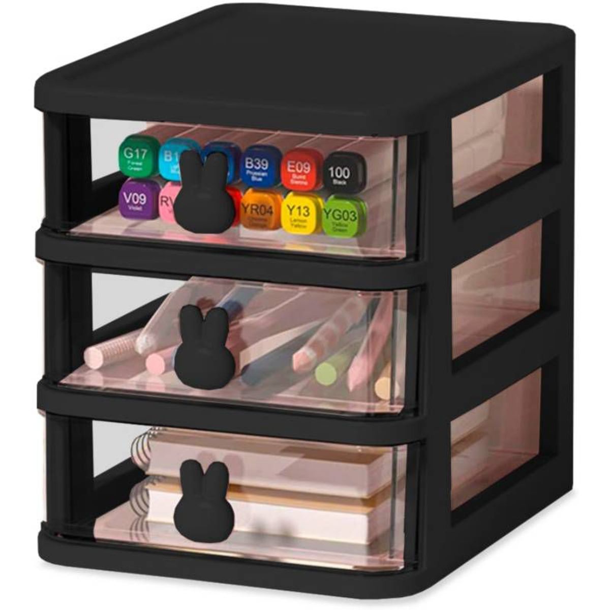 GENERICO - Organizador Kawaii para Oficina 3 Cajones Conejito