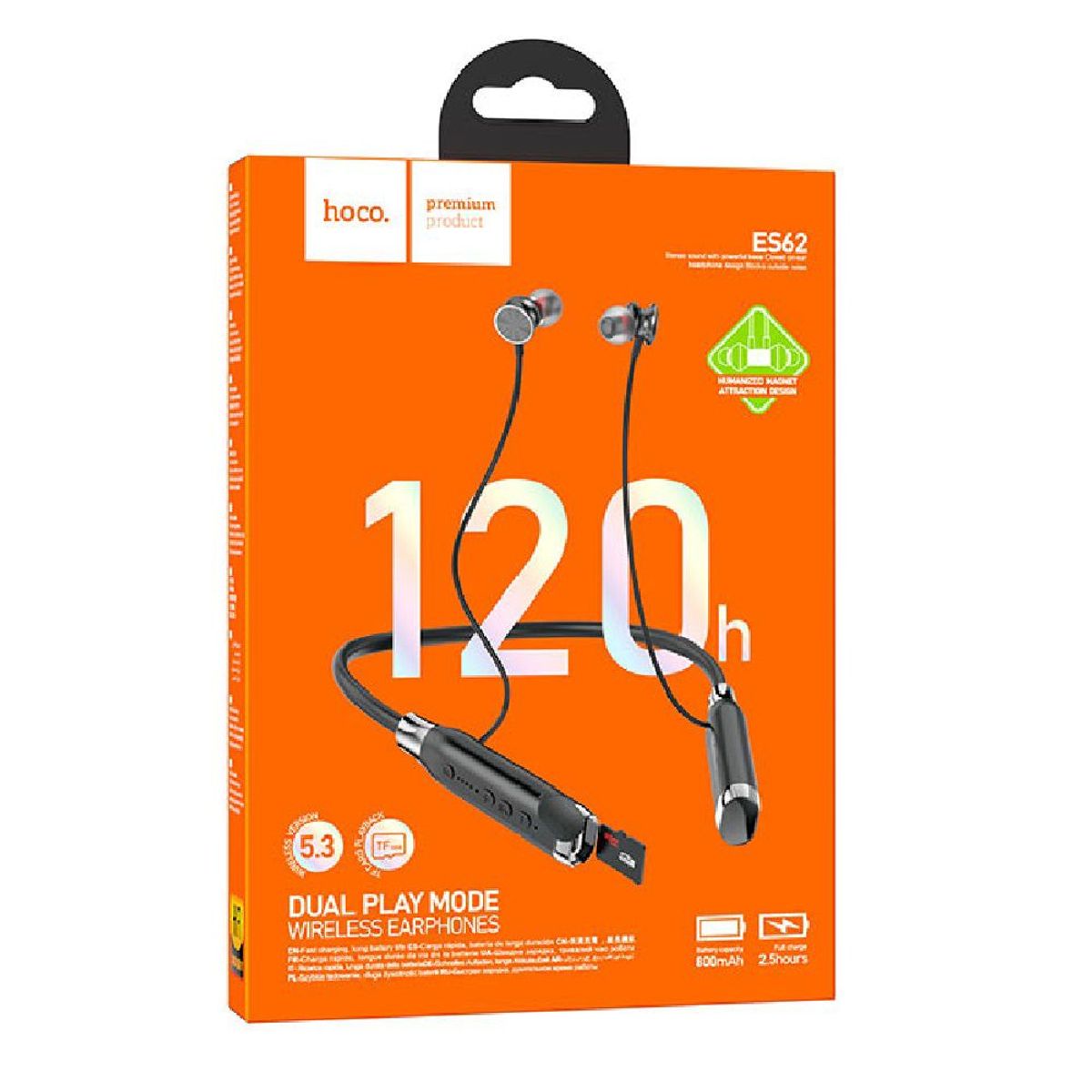 HOCO - Auricular Bluetooth con micrófono y puerto micro SD Negro120Horas