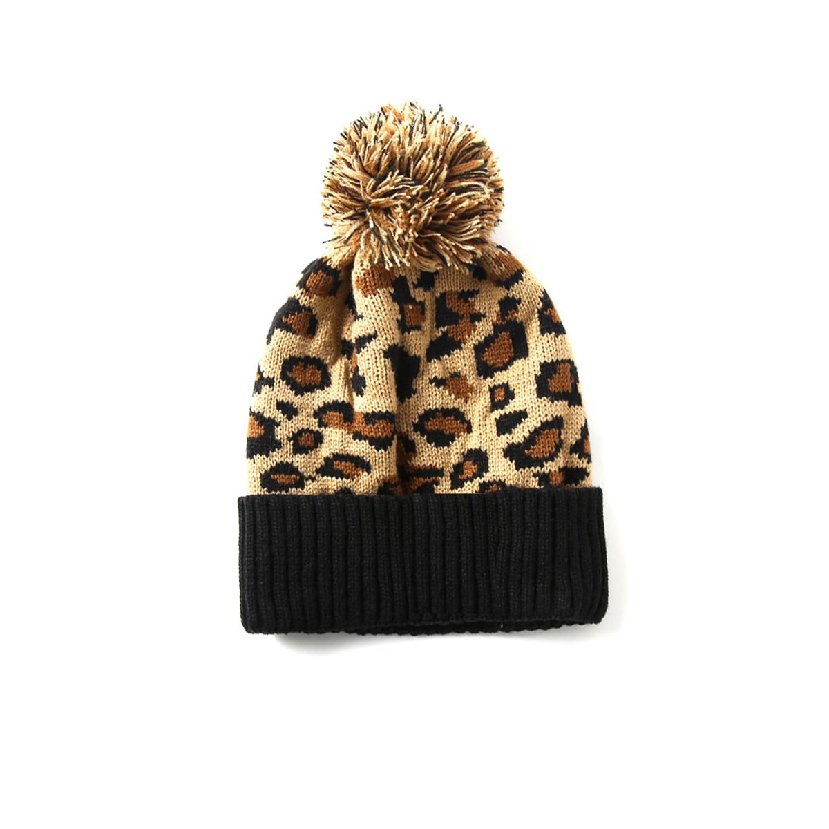 KAST PE - Leopard Print - Beanie Chullo Para Mujer - Negro Beige