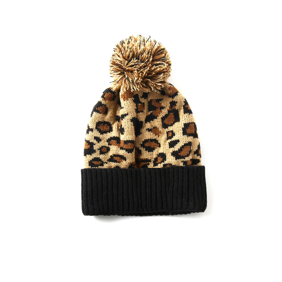 KAST PE - Leopard Print - Beanie Chullo Para Mujer - Negro Beige