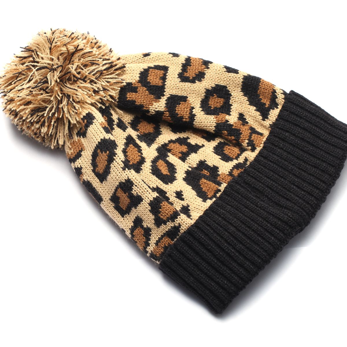 KAST PE - Leopard Print - Beanie Chullo Para Mujer - Negro Beige