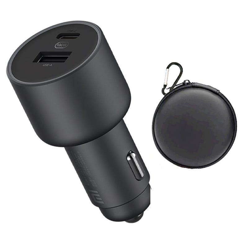 XIAOMI - Cargador Rápido de celular para Auto Xiaomi 100w Negro y Estuche