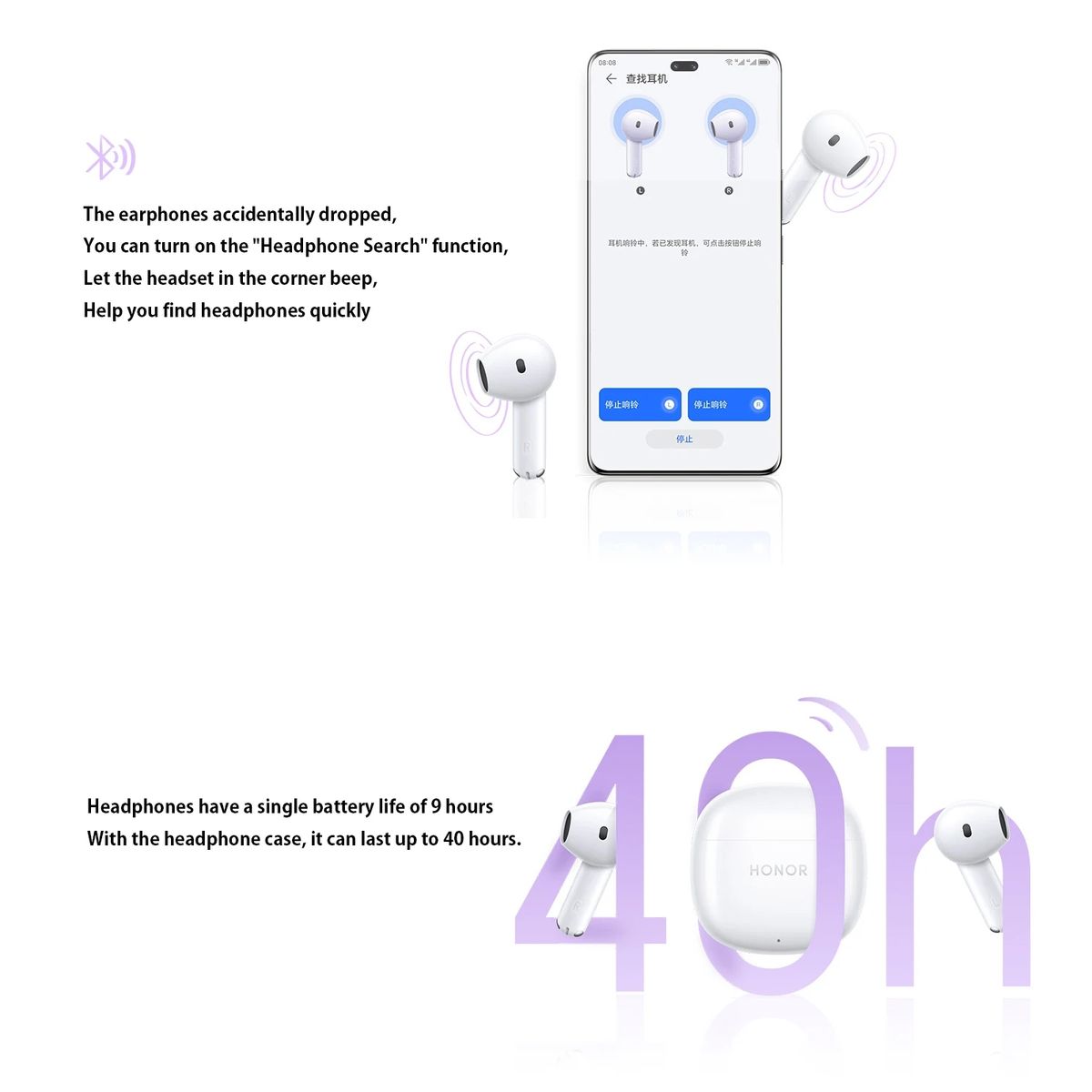 HONOR - Audífonos Honor X6 Tws BT-morado